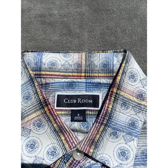 Club Room Shirt Mens Small Short Sleeve Blue Geometric Print Minimal To No Wear - Picture 9 of 9
